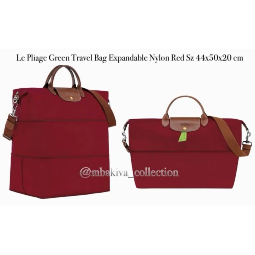 Le Pliage Green Travel Bag Expandable Nylon Red