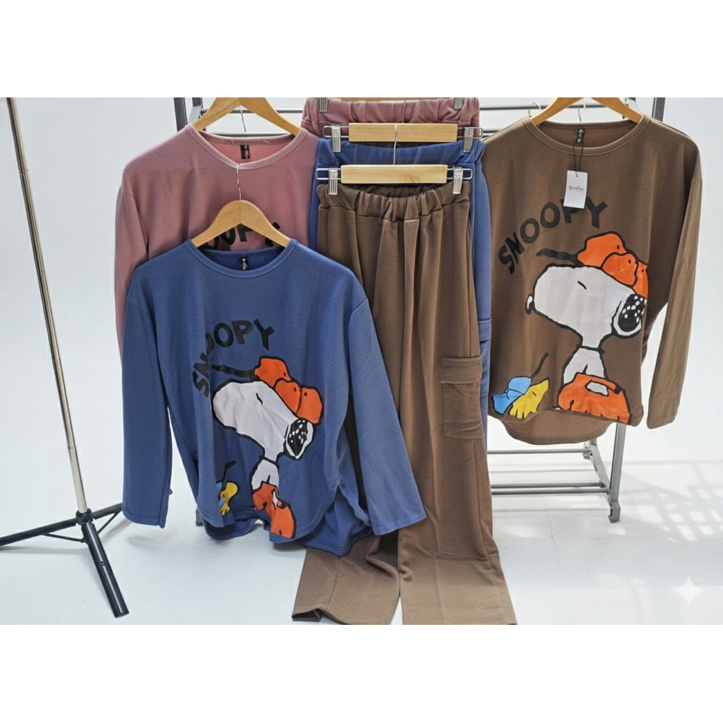 SETELAN PANJANG 1 SET SNOOPY SETELAN WANITA
