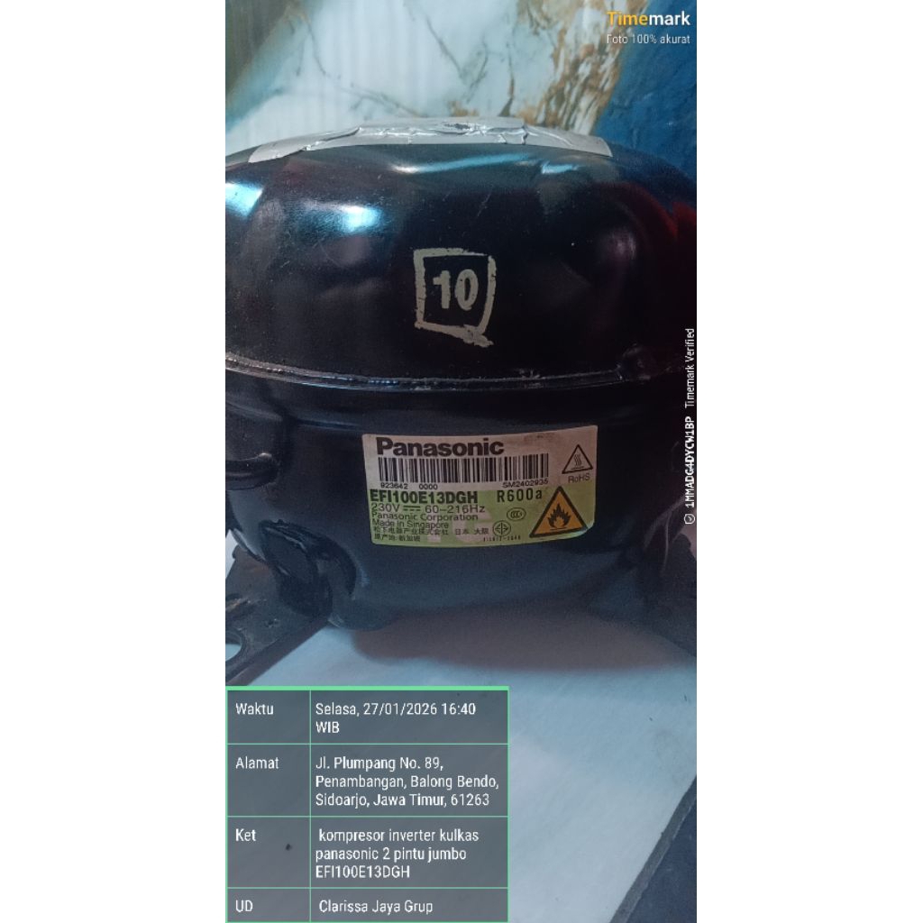 kompresor inverter kulkas panasonic 2 pintu jumbo EFI100E13DGH