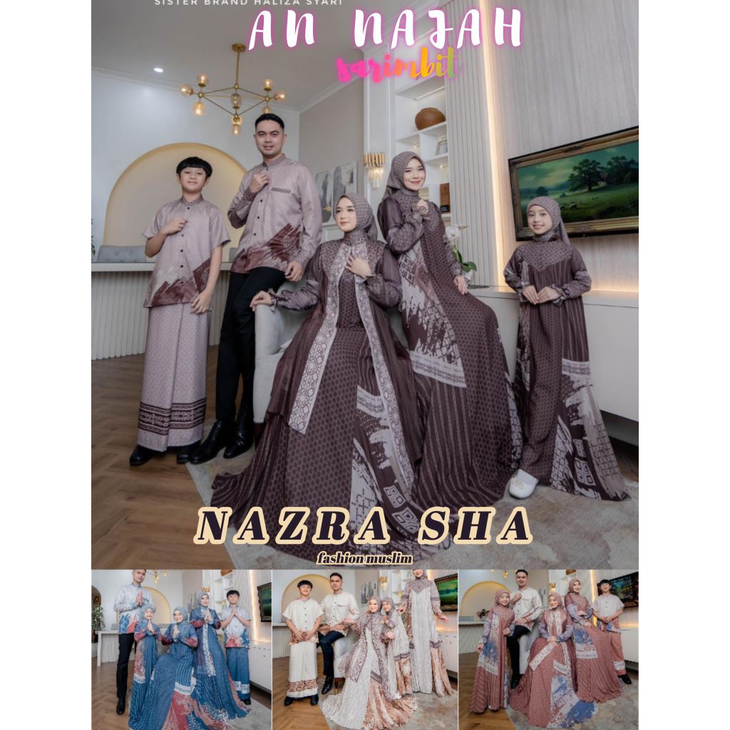 (p1a) MAHOGANY | AN NAJAH RAYA FAMSET SARIMBIT BY HALIZA SYARI-H2R Style | Ori Baju set Gamis Syari 