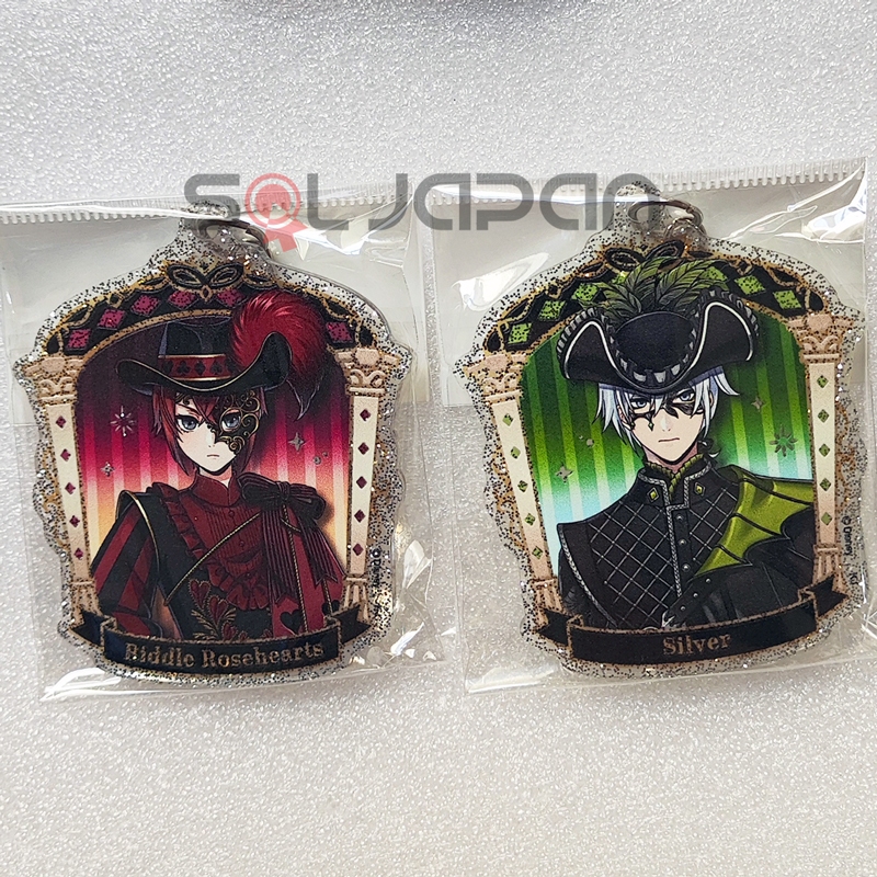 Twisted Wonderland Masquerade Dress Glitter Acrylic Keyholder Riddle Silver