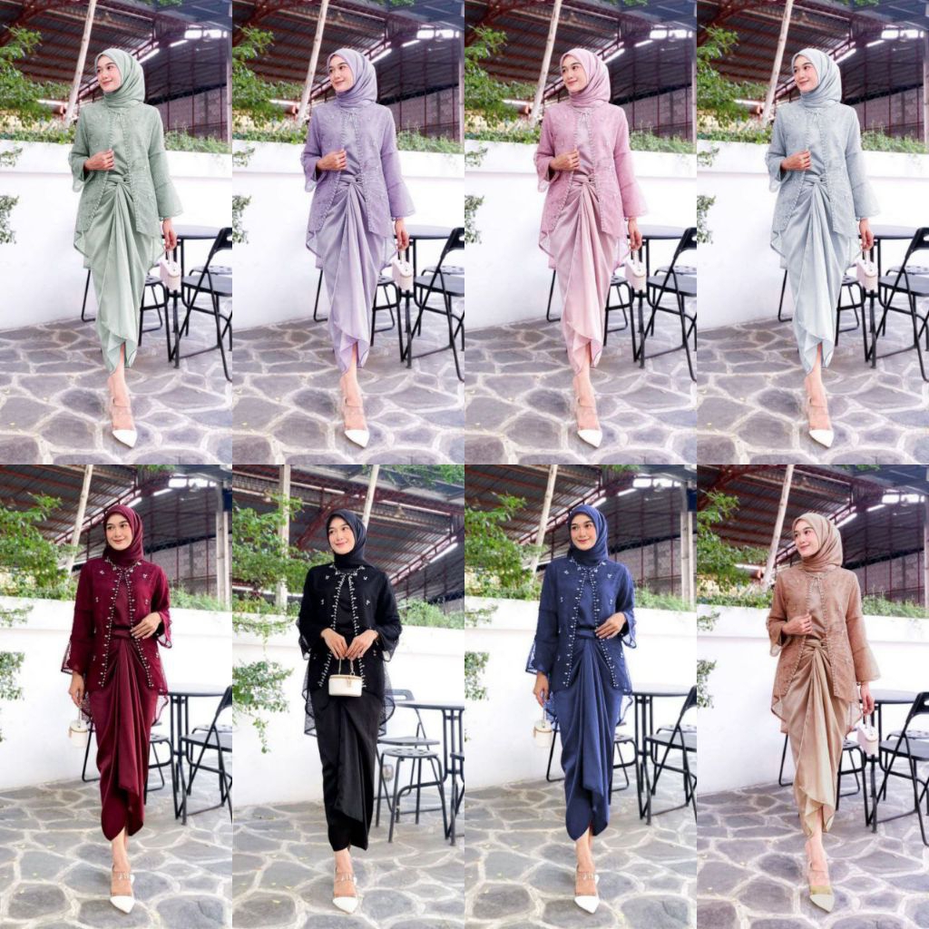 SET KEBAYA CLARISSA BROKAT ORI PREMIUM / CUSTOM ANAK & SUPER JUMBO / BAJU SETELAN SERAGAM BATIK SARI