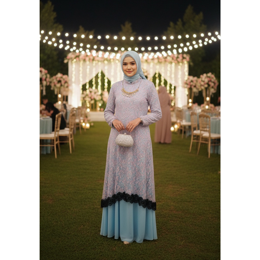 Gamis Brokat Tisu Kombinasi