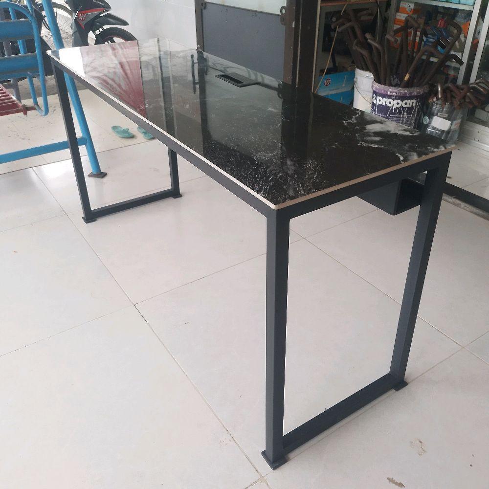 Meja Granit Tile Uk 50x150cm Tinggi 75cm/Lubang Kabel/Tatakan Kabel/Minimalis/Modern