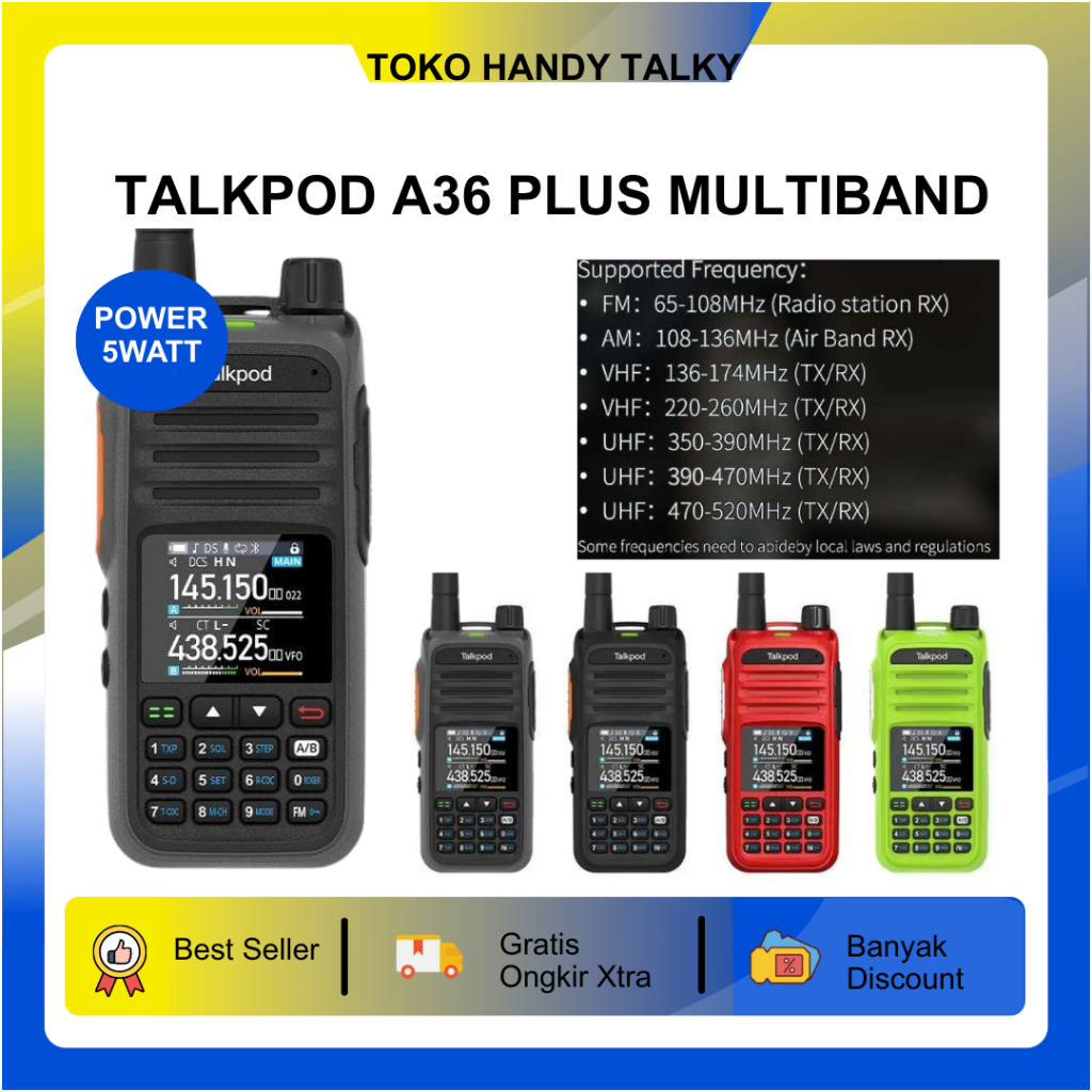 TALKPOD A36 PLUS A36P MULTI BAND HT AIRBAND VHF UHF 350 400 Mhz A36 P