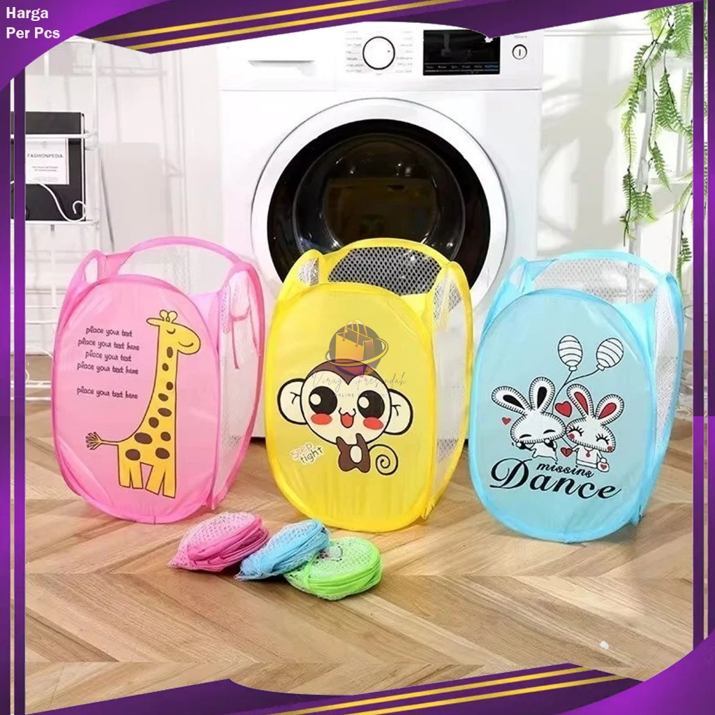 Keranjang Baju Kotor Lipat Karakter Laundry Bag Keranjang Cucian Keranjang Portable Serbaguna Storag