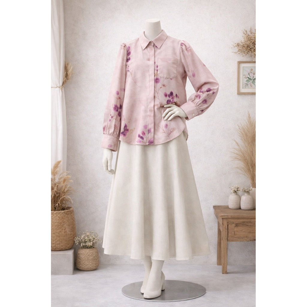 Adisa Official Baju Atasan Kemeja Kerut Pundak Wanita Bahan TC Premium Model Kerut Pundak Modern, Ke