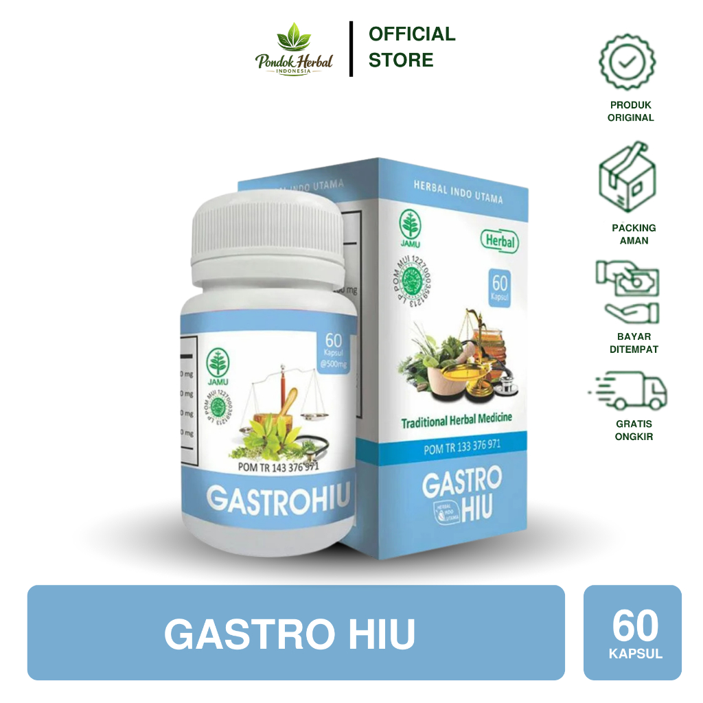 Hiu Gastro (60kapsul) GASTROHIU obat maag GASTRO HIU Herbal sehat lambung