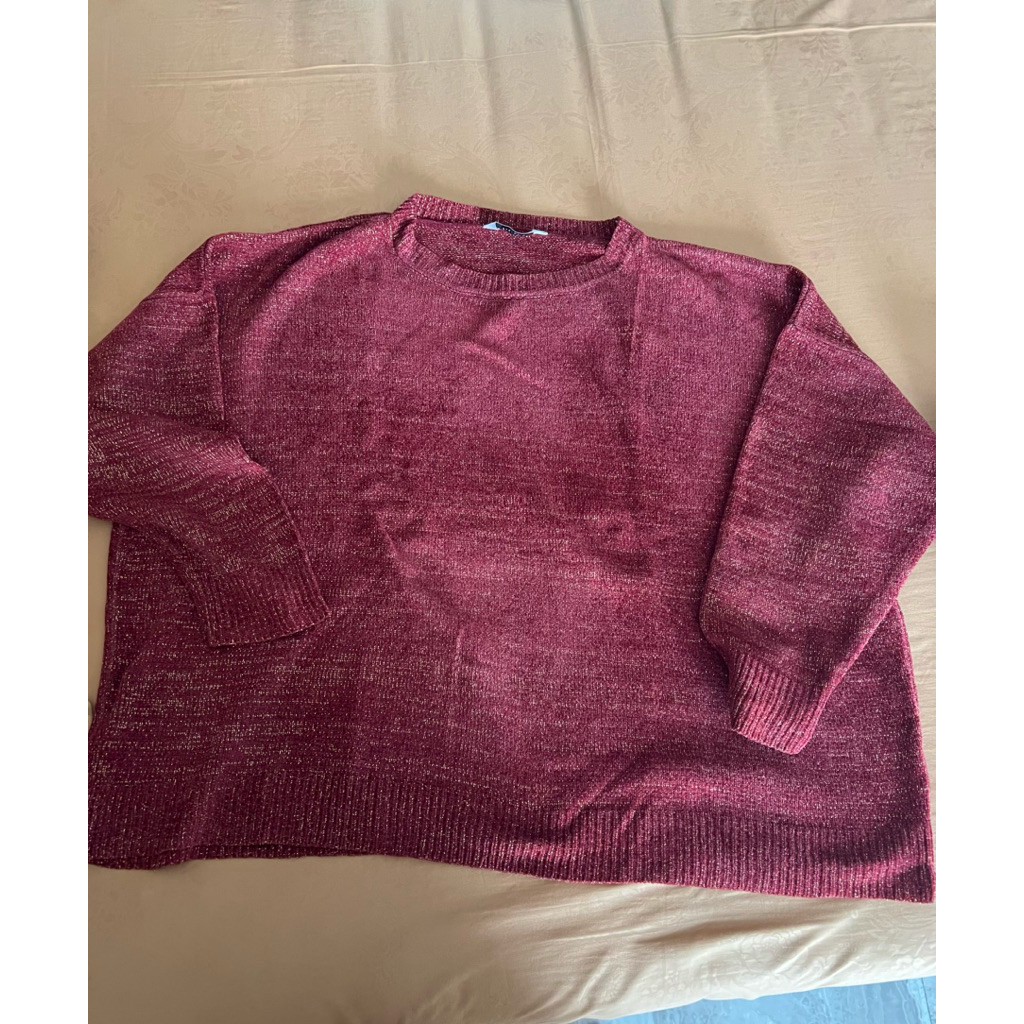 PL DUMA - MALACHI SPARKLY SWEATER MAROON