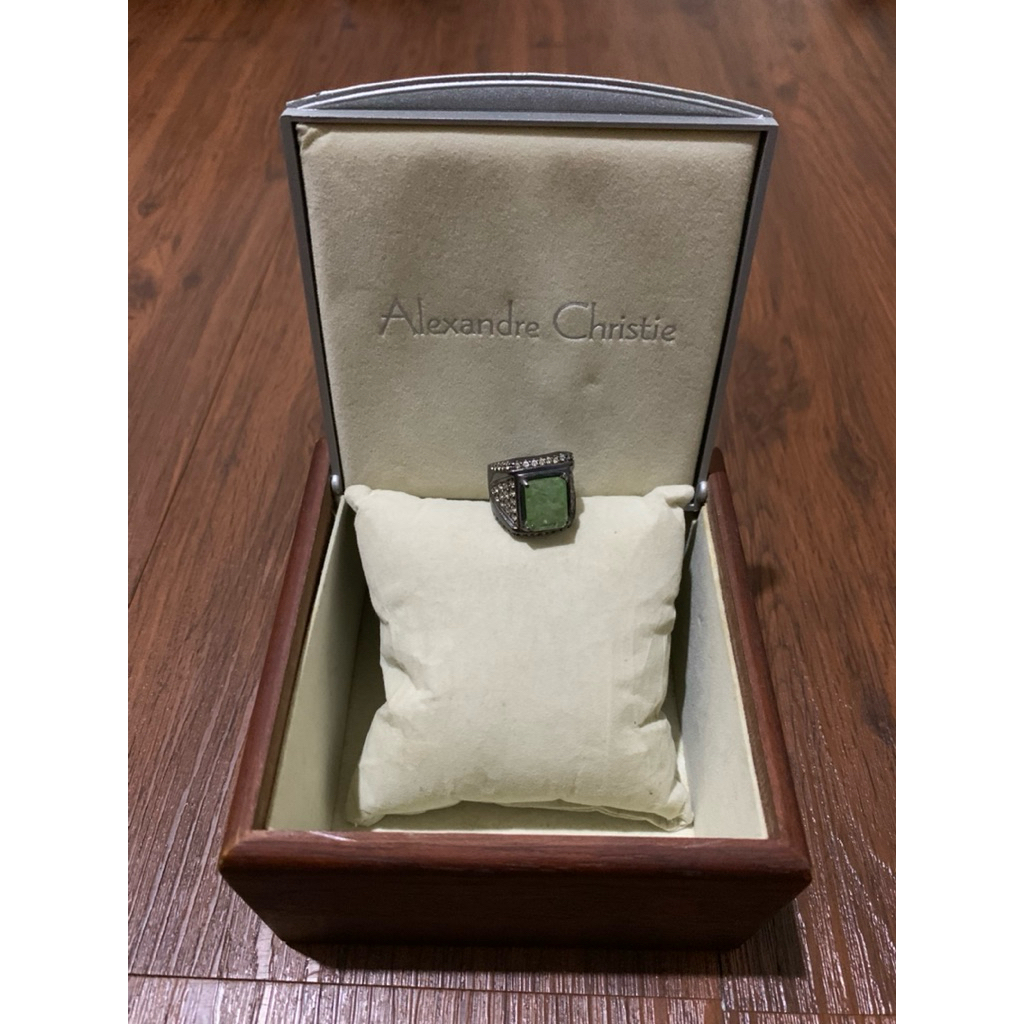 Batu zamrud Zambia ring perak semi microsetting UK.18