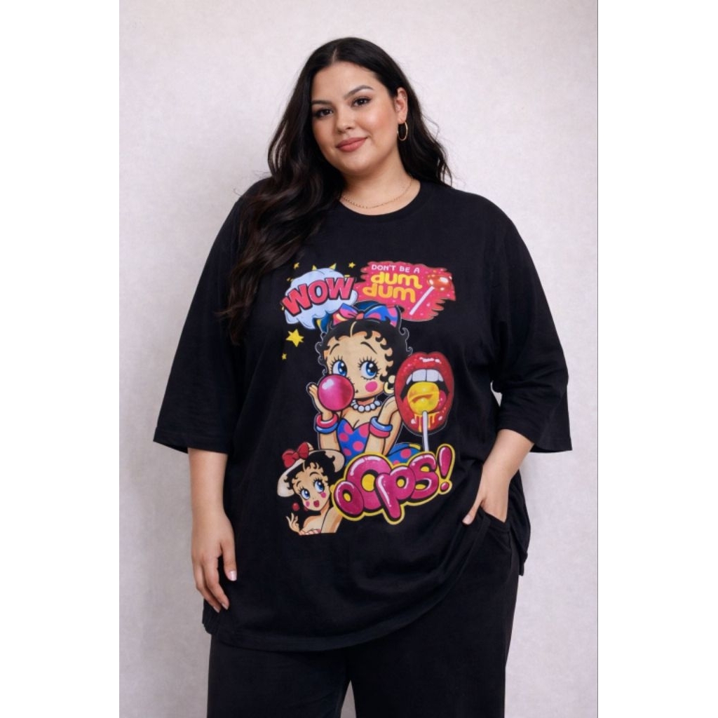 kaos wanita oversize ld 140cm