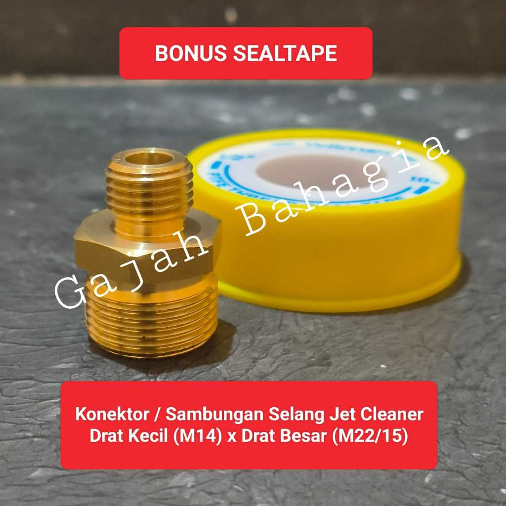 Konektor sambungan selang jet cleaner Drat kecil m14 x Drat Besar M22 selang mesin steam cuci motor 