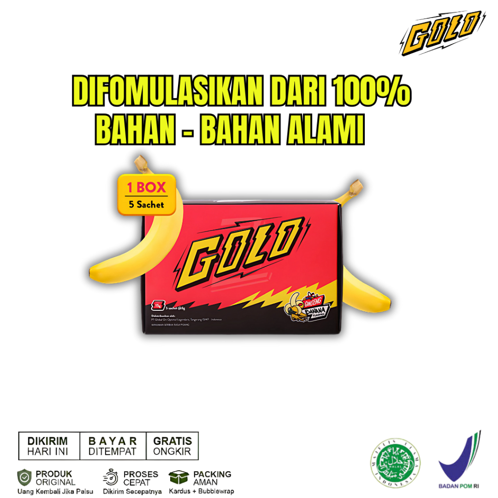 MR Golo Gold Ginseng Original Sachet Botanical Drink Rasa Banana