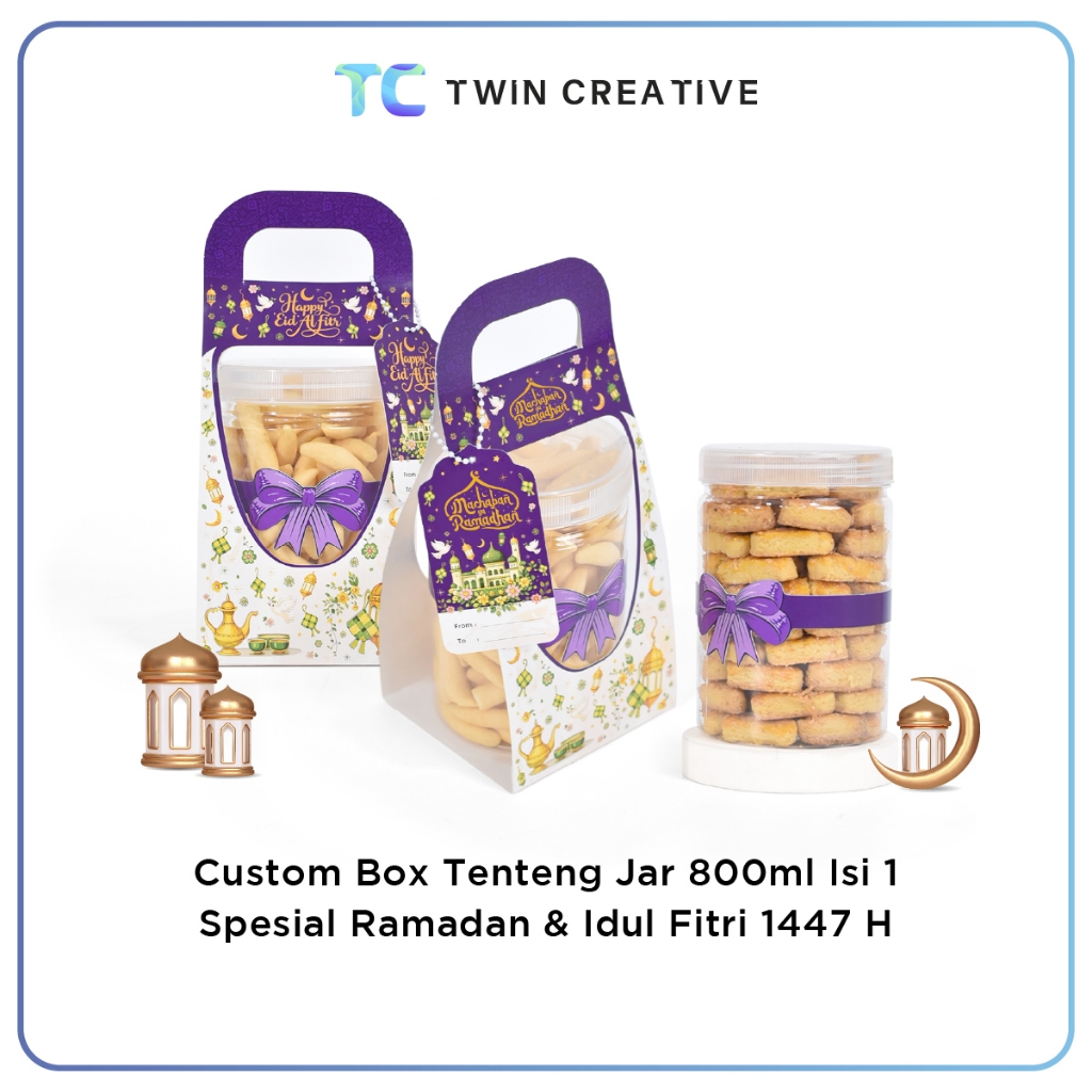 Custom Packaging Box Toples Kue Kardus Hampers Lebaran Kotak Kue - Box Tenteng Jar 800 Ramadhan Isi 