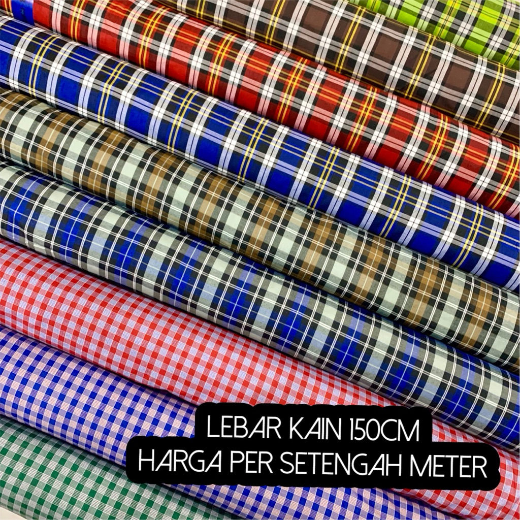 Kain Kotak Yarndyed / Kain Motif Kotak Kotak Lebar 150cm