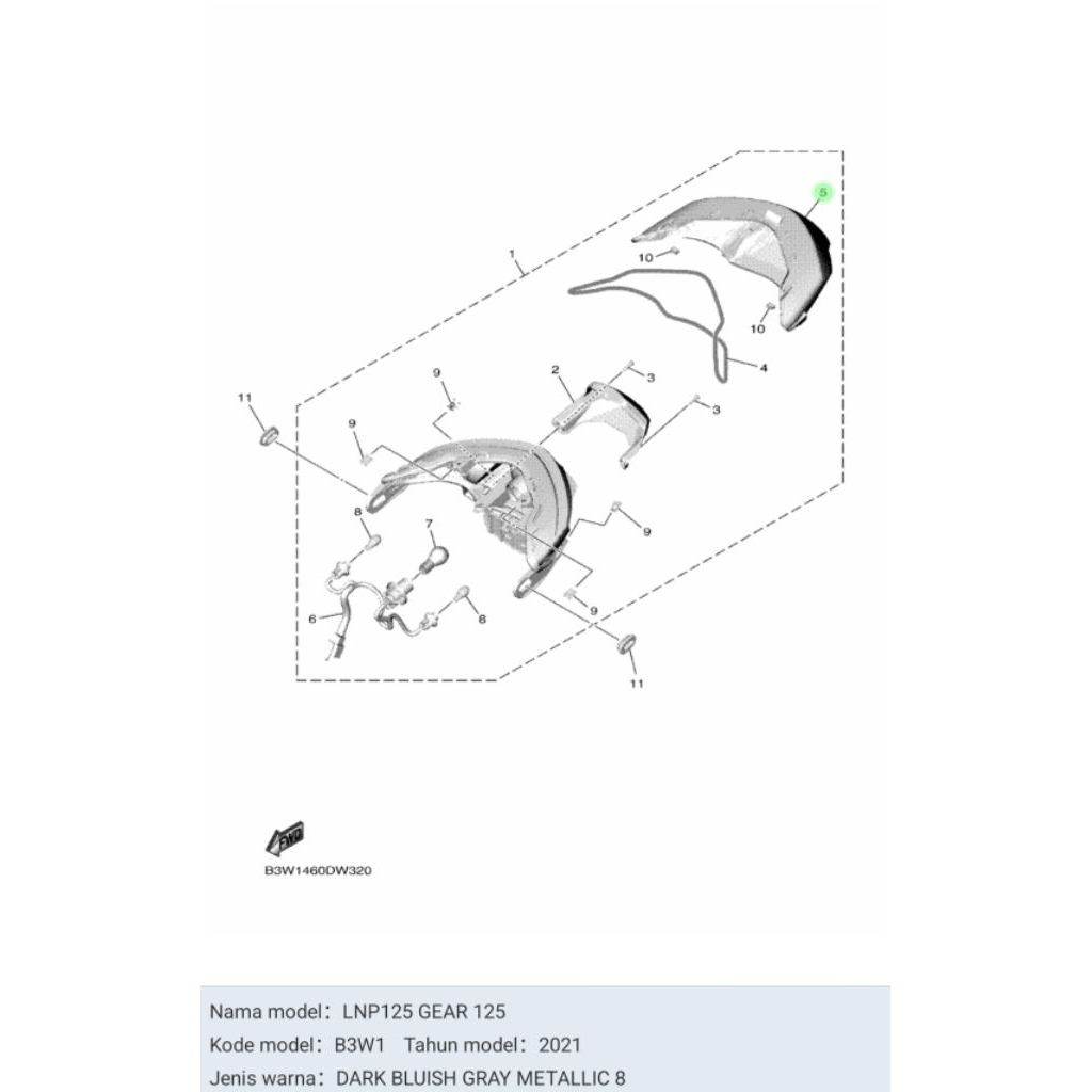 MIKA LAMPU STOP BELAKANG MIO GEAR ASLI ORI YAMAHA B3W H4733 00