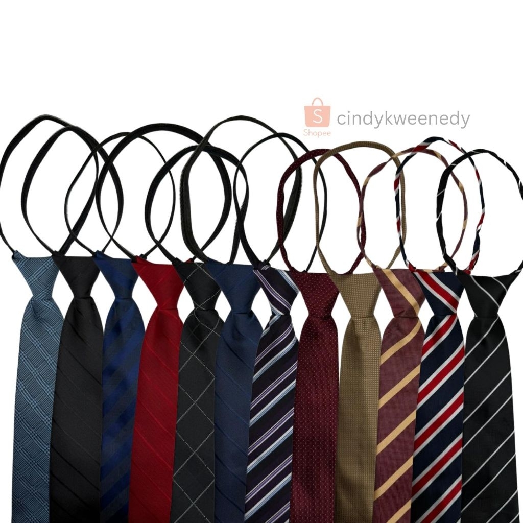 dasi panjang long tie pria dewasa medium 3 inch 7.5cm an instan resleting formal motif garis kotal w