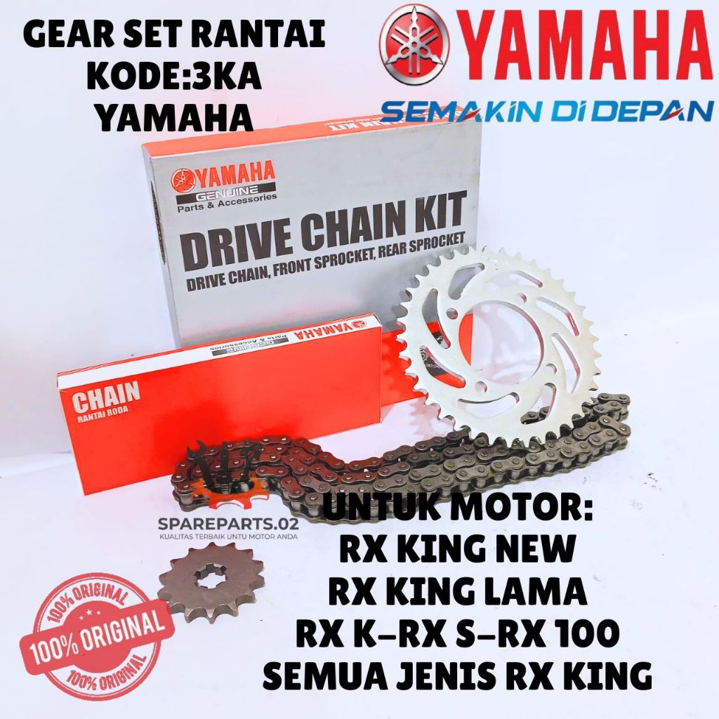 GEAR SET RANTAI ORIGINAL YAMAHA KODE 3KA, GEAR SET RANTAI RX KING NEW, RX KING LAMA, RX K, RX S, RX 