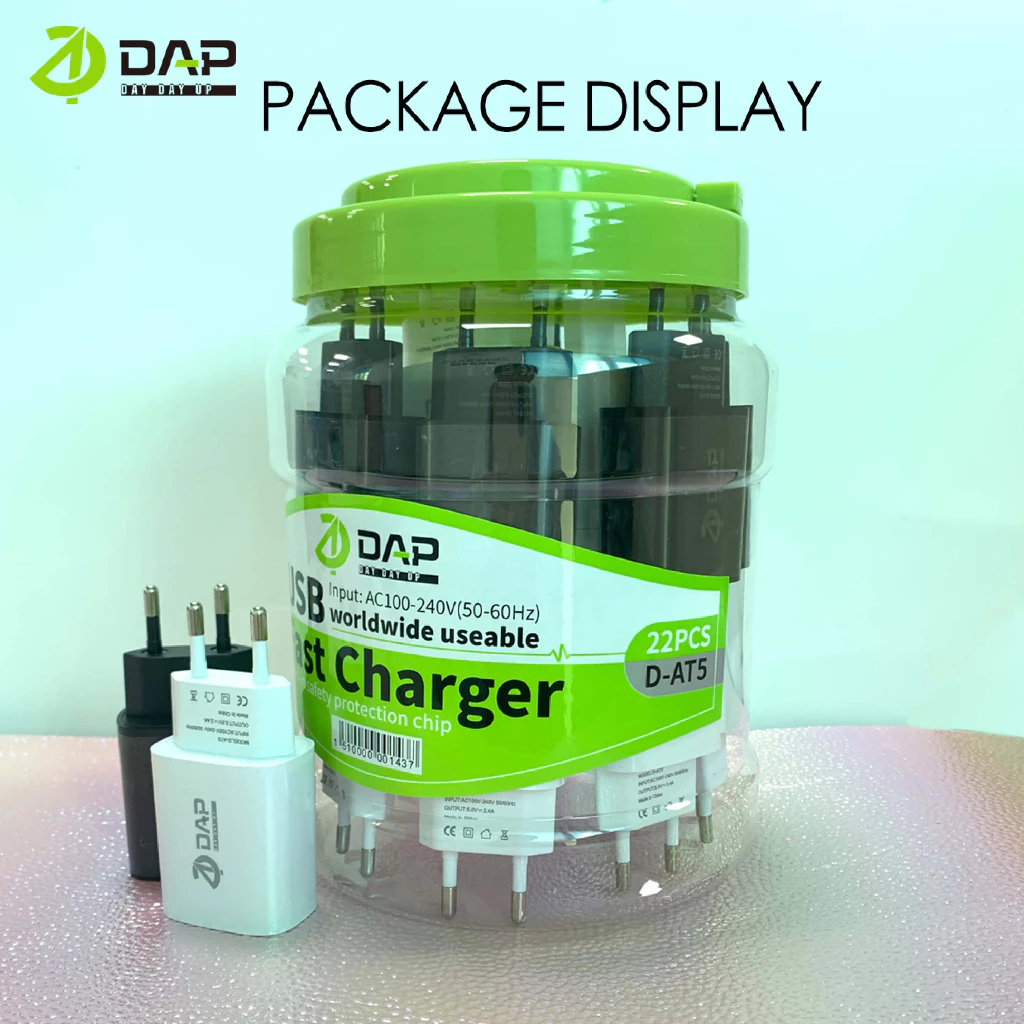 (1TOPLES ISI 22PCS) Adaptor Charger DAP D-AT5 1USB 2.4A Batok Charger DAP Kepala Casan D-AT5