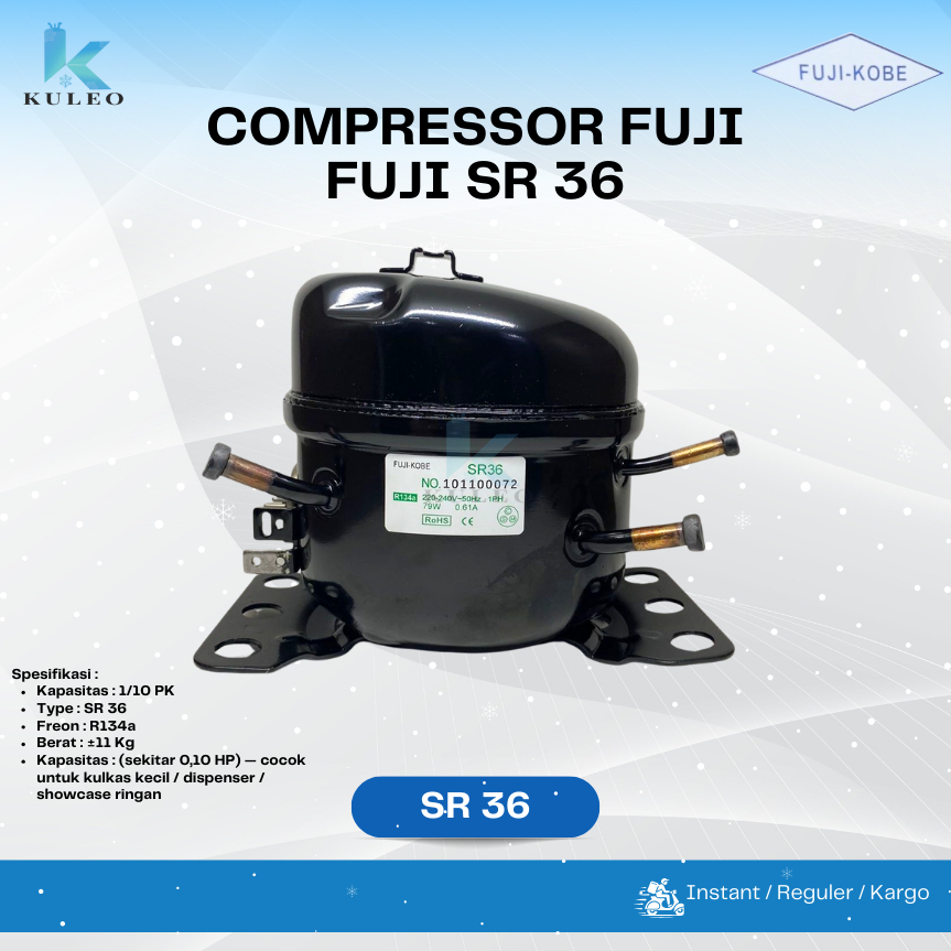 Kompresor Kulkas Fuji SR 36 1/10HP - Kompresor Kulkas Fuji SR36 Original - Kompresor Fuji SR36 1/10H