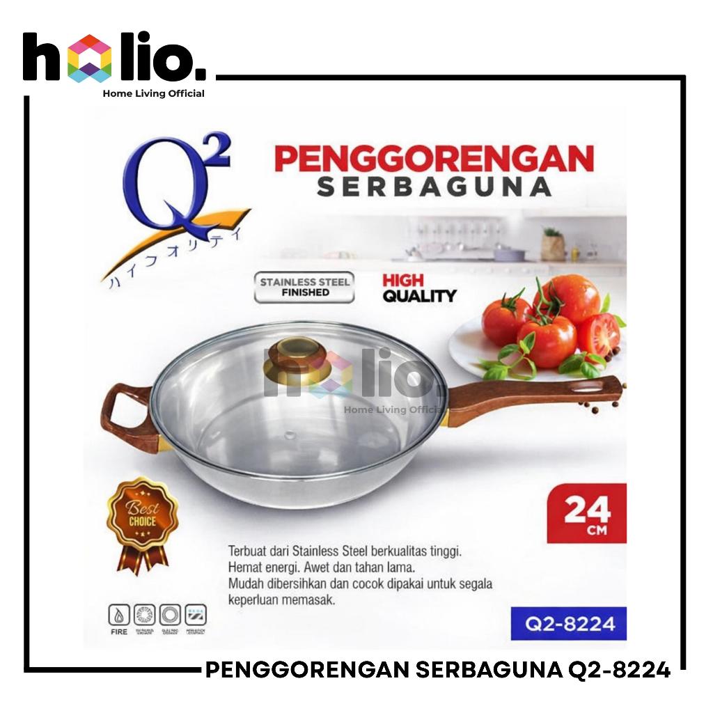 Holio Panci Fry Pan Stainless Anti Lengket + Tutup Kaca 24 CM  Q2-8224
