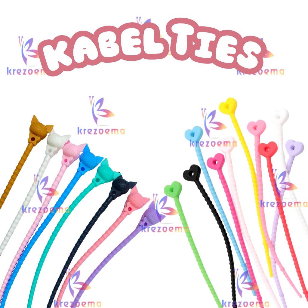 3pcs Cable ties cord holder silicon pengikat kabel gantungan tas keychain karakter lucu