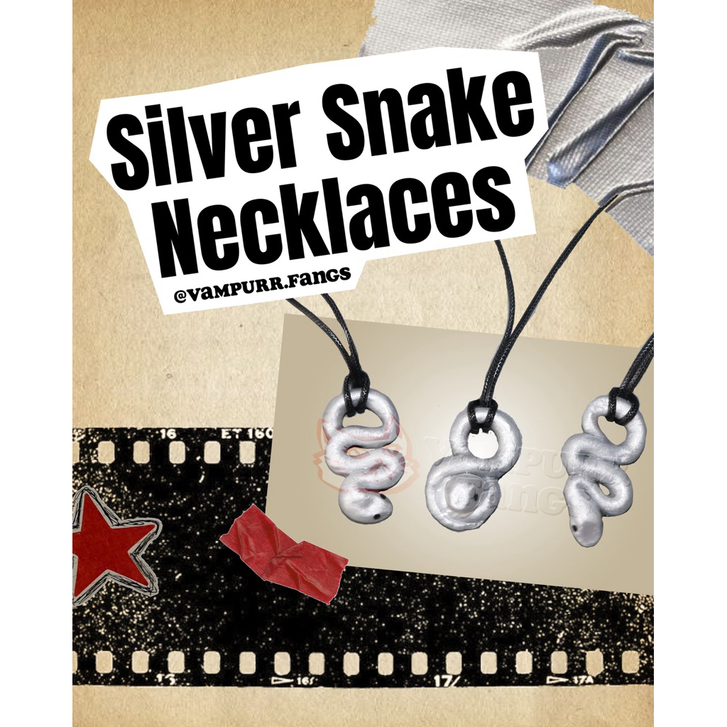 Silver Snake Clay Necklace Original Handmade