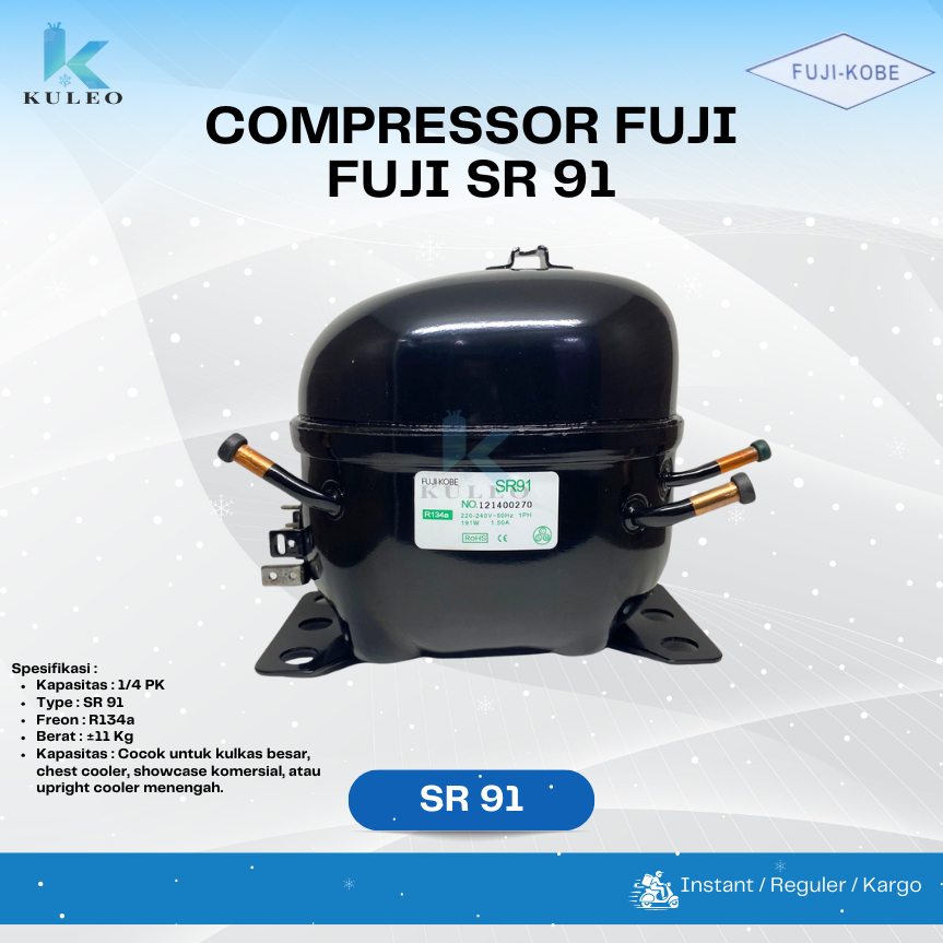 Kompresor Kulkas Fuji SR 91 1/4HP - Kompresor Kulkas Fuji SR91 Original - Kompresor Fuji SR91 1/4Hp 