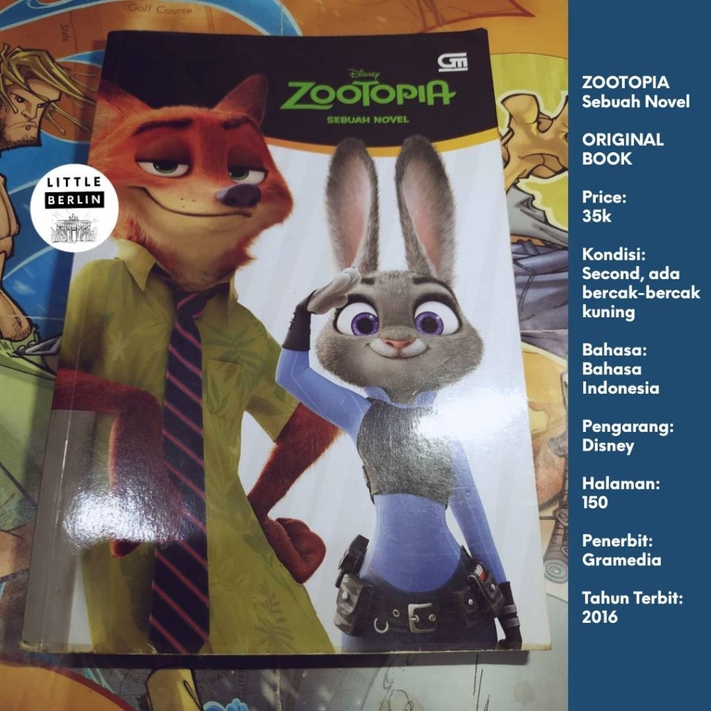 ORIGINAL Novel ZOOTOPIA Disney Gramedia Preloved Bahasa Indonesia Novel Anak Buku Anak Novel Film Di