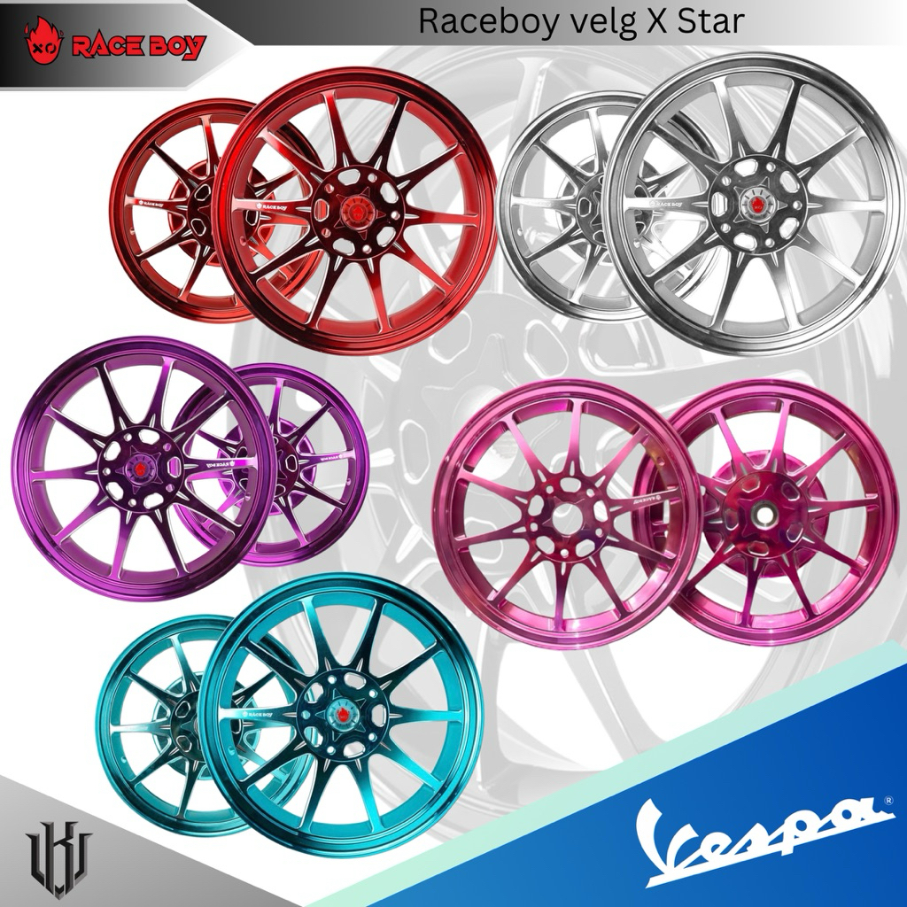 Raceboy velg X Star model MK Factory ring 12 untuk vespa matic Sprint primavera S125 LX