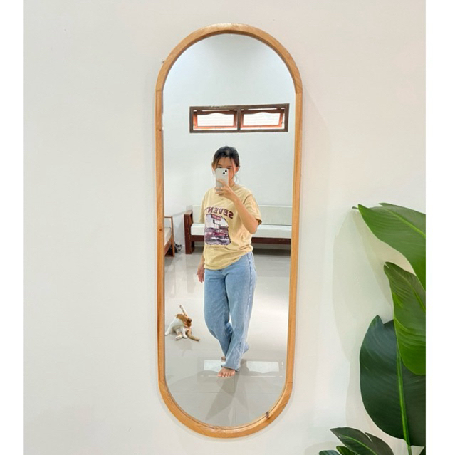 cermin dinding frame kayu oval cermin gantung kayu vintage frame asli kayu