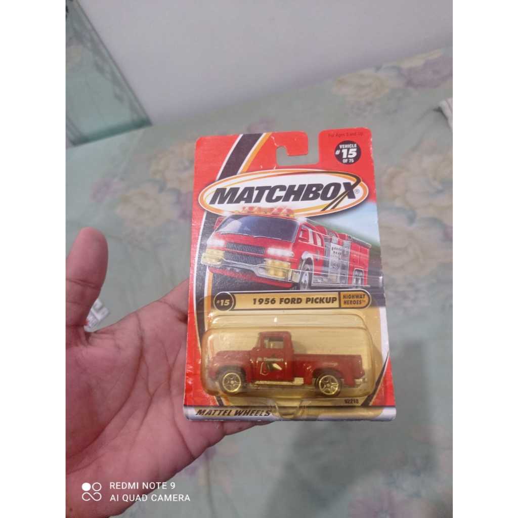 matchbox 1956 ford pickup base besi seri lawas merah red