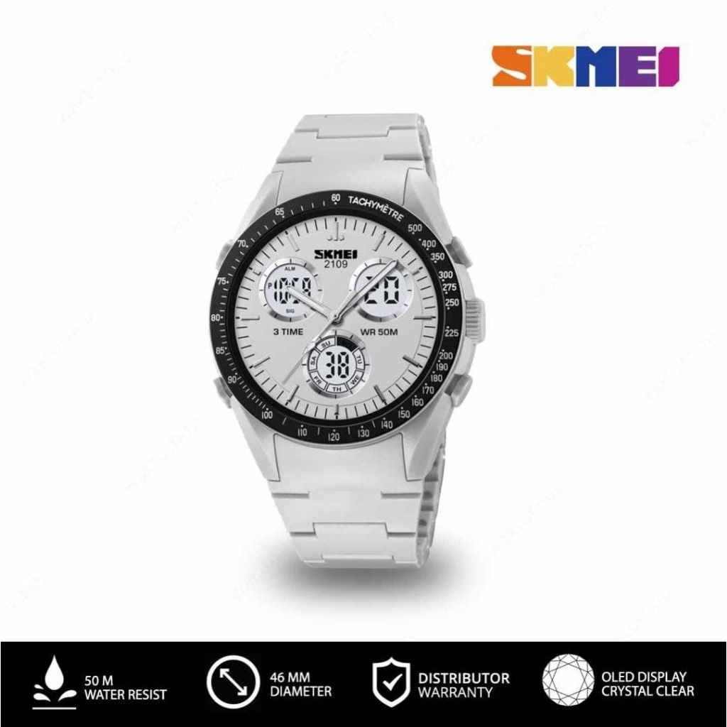 Skmei 2109 ORI Dual Time WR 50m buckle butterfly