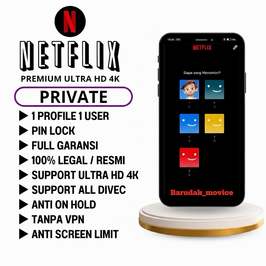 Netflix Premium Private 1 Bulan - Aman Tanpa V/P/N, Subtitle Indonesia, Legal