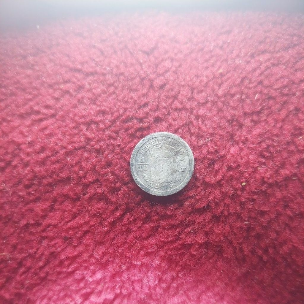 koin perak 1/10 gulden tahun 1913 vf asli ori