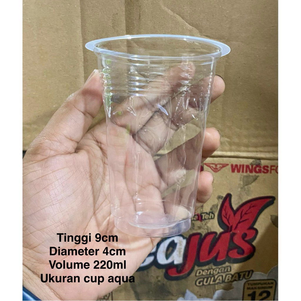 cup aqua plastik 220ml isi 50pcs cup kopi cup teh kecil cup mie sakura mie gelas