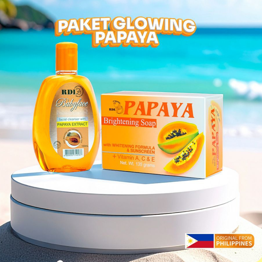 Skincare Extra Glowing Facial Cleanser ,Sabun Papaya ,Toner RDL & SERUM RDL WHITENING FACIAL SERUM 3