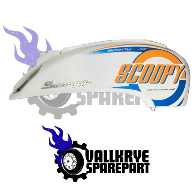 Vallkrye Sparepart - COVER BODY SAMPING KANAN(R) HONDA SCOOPY FI eSP 2013-2016 - KANAN - PUTIH - ORI