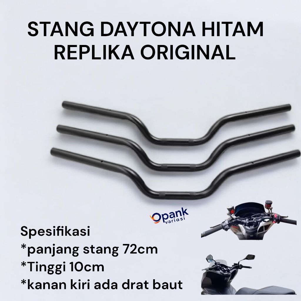 Stang Daytona Medium Hitam Bahan Besi Tebal Finishing Anti Karat Pnp Mudah