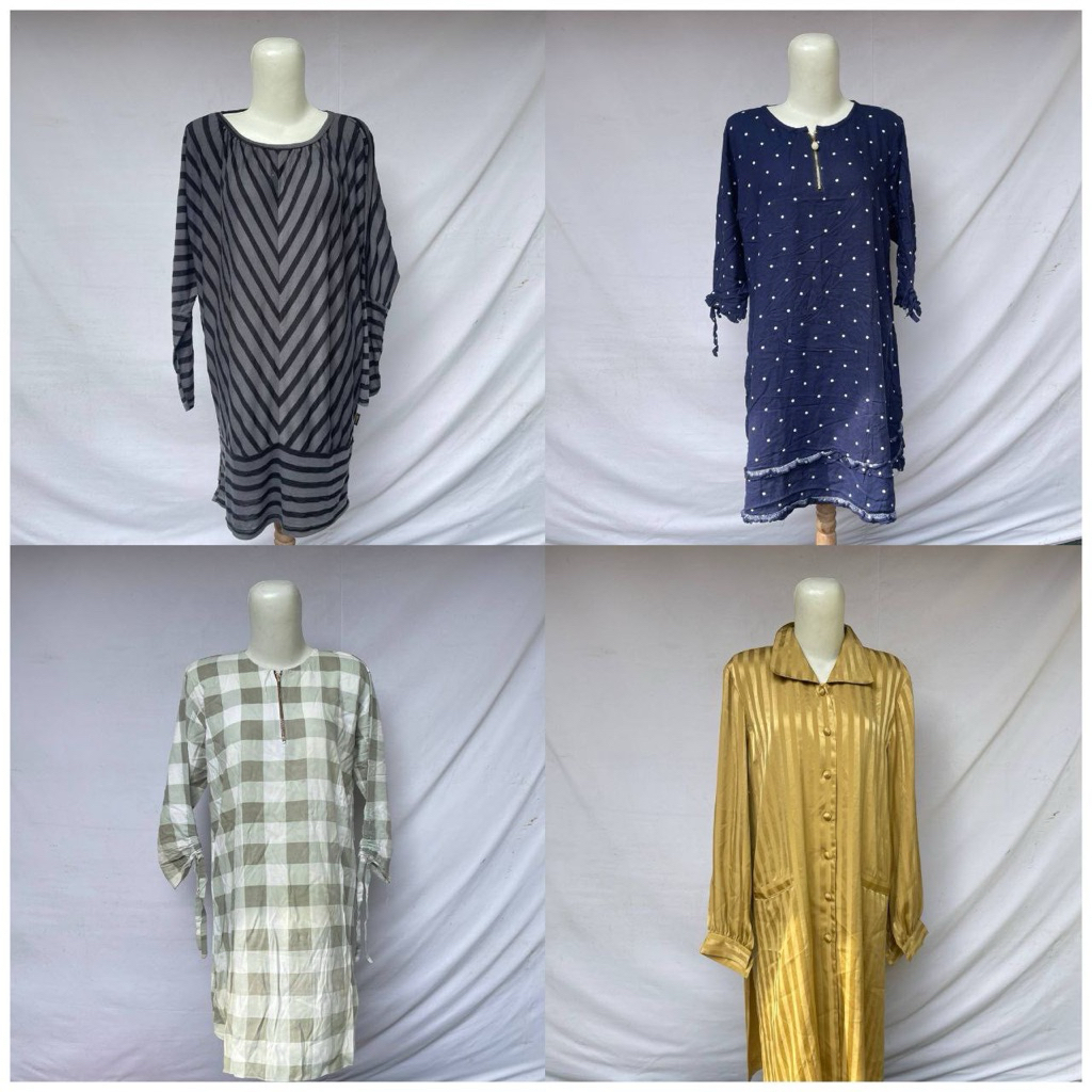 (Katalog 41) Tunik Polkadot Lengan Panjang Tunik Polkadot Wanita Tunik Polkadot Lengan Panjang Tunik