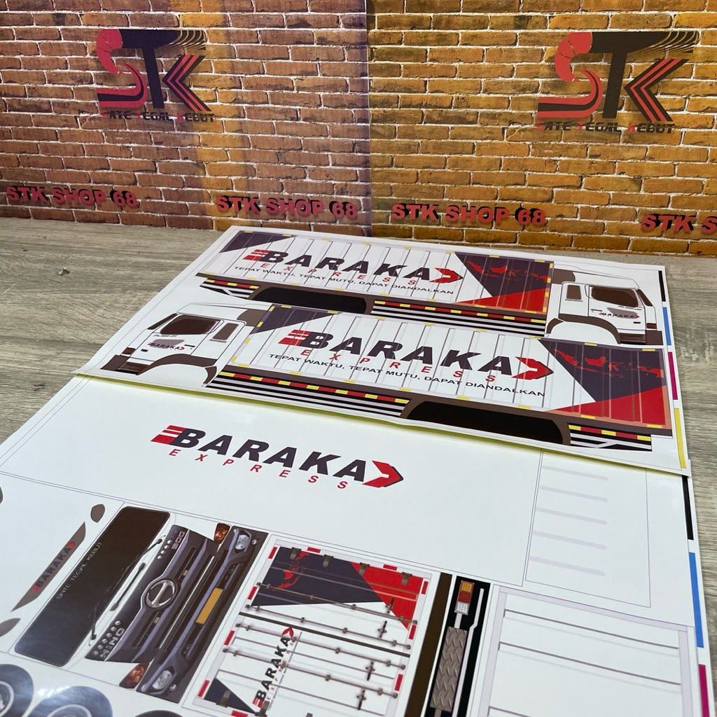 STKSHOP68 Pola Stiker Miniatur TRUK TRONTON HINO 500 PAKET BARAKA EXPRESS Wingbox