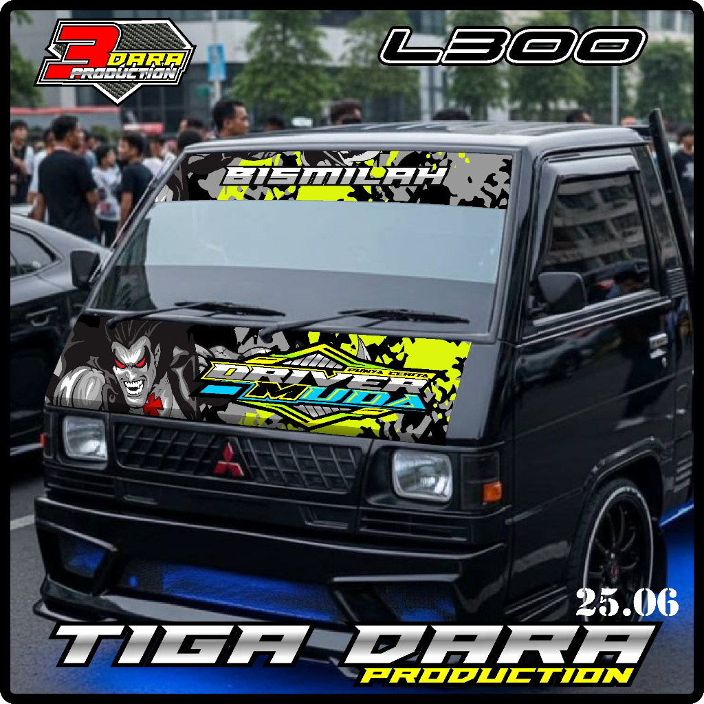SATU SET STIKER DECAL KABIN DEPAN l300 + STIKER KACA DEPAN MOBIL L300 BEBAS REQUEST KODE 06