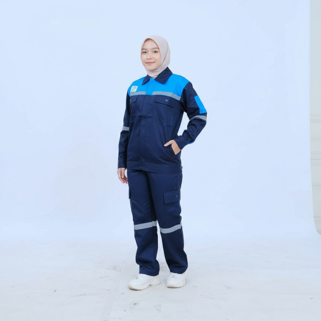 Wearpack Safety Setelan / Baju Wearpack Safety Setelan Dongker kombinasi biru toska