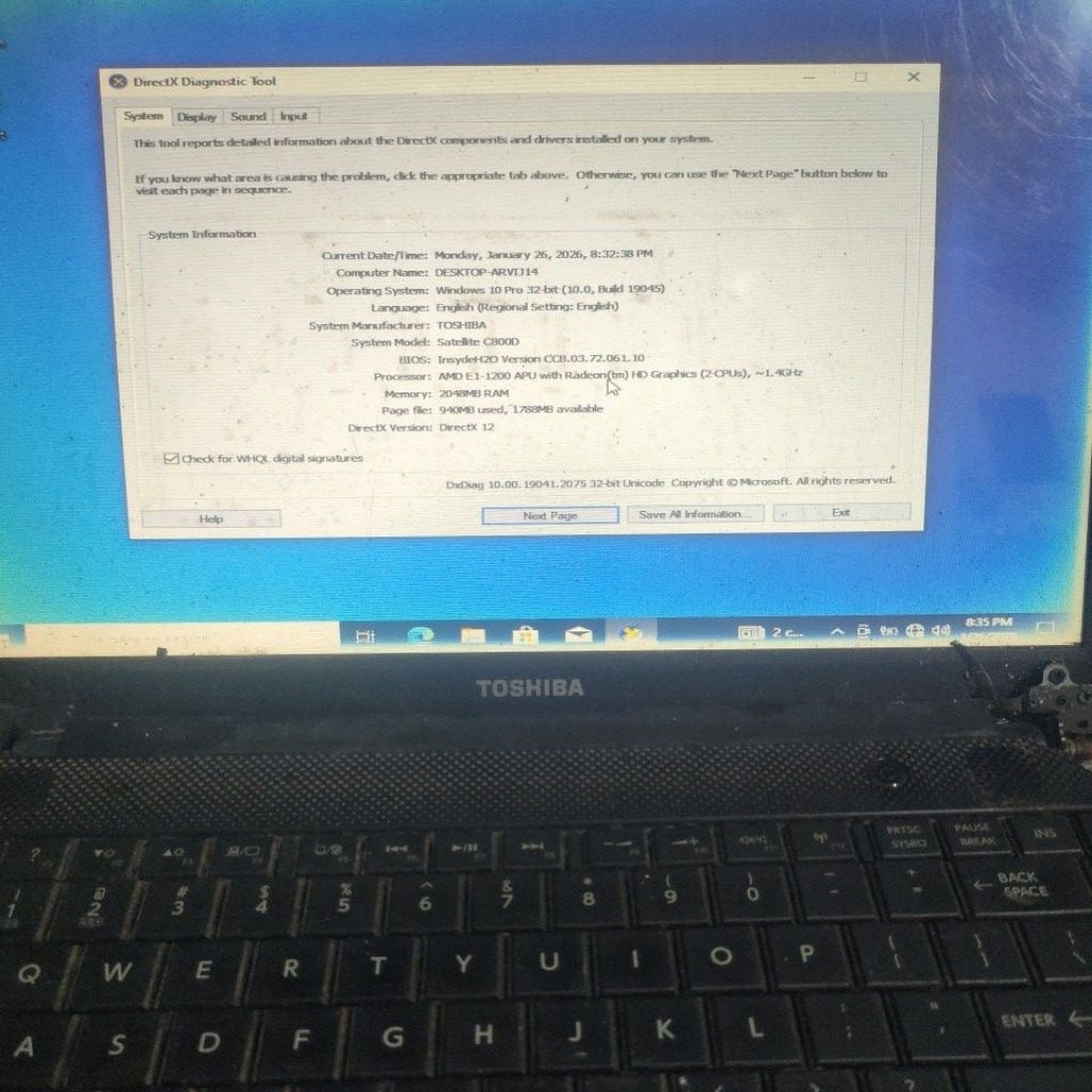 MOBO /MOTHERBOARD LAPTOP TOSHIBA C800D