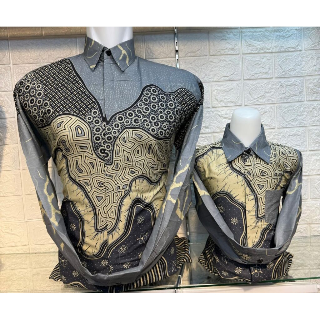 12 kemeja batik couple premium raja ampat abu katun lapis furing