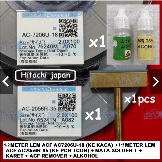 Paket ACF AC 7206 + AC 2056 + Mata Solder T + ACF Remover Bonus Alkohol