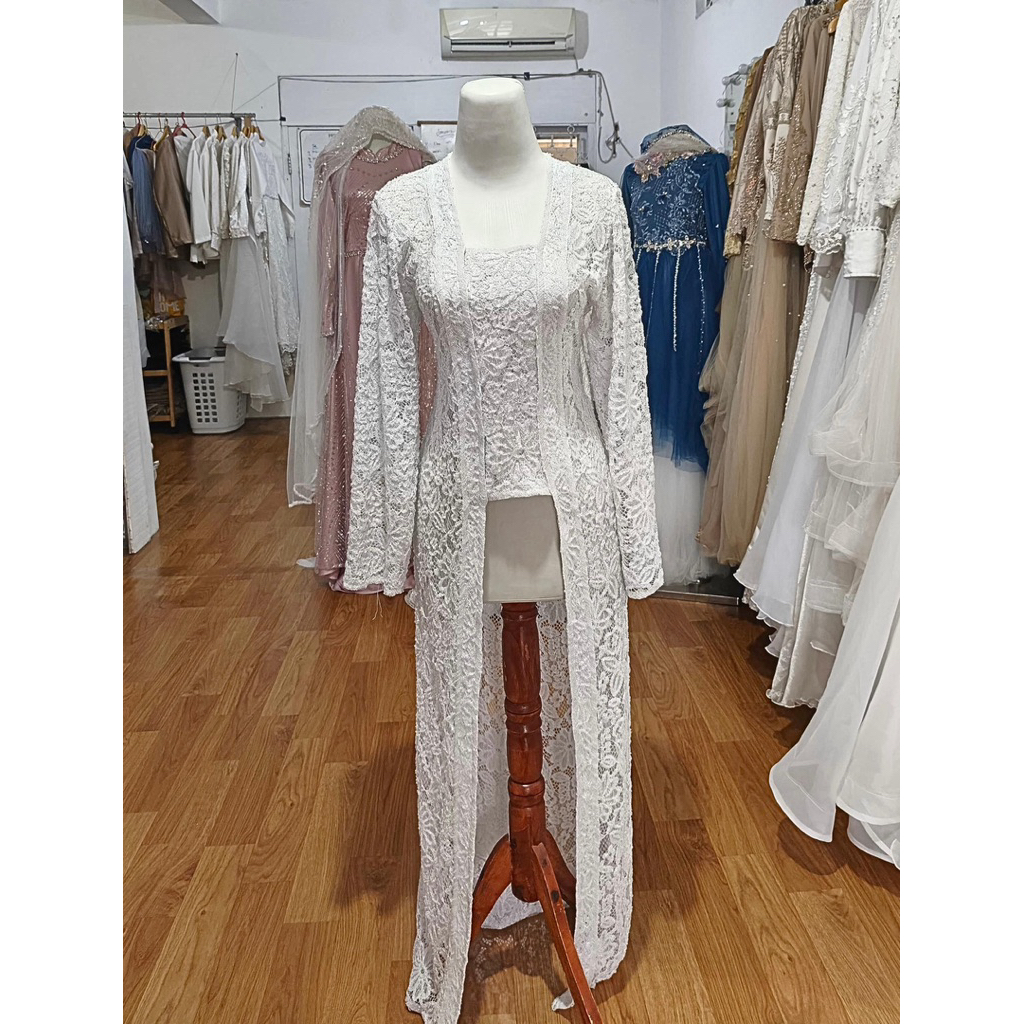 KEBAYA KUTU BARU PUTIH GAUN PENGANTIN NIKAH MEWAH KEBAYA MODERN GAUN PERNIKAHAN FULL PAYET