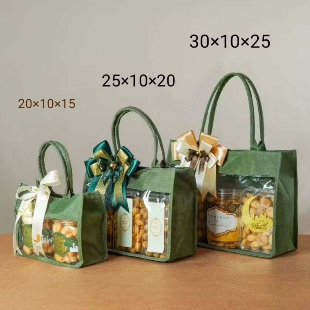 Tas HAMPERS Lebaran Bahan Kanvas Transparan Bening