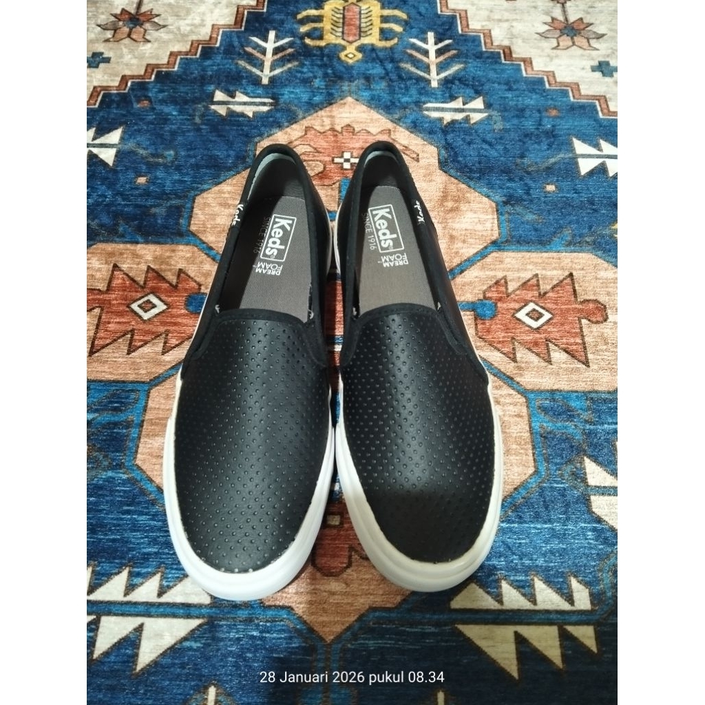 Keds Double Deck Leather Keds Slip On Leather Black Keds Double Decker Original Sepatu Slip On Wanit