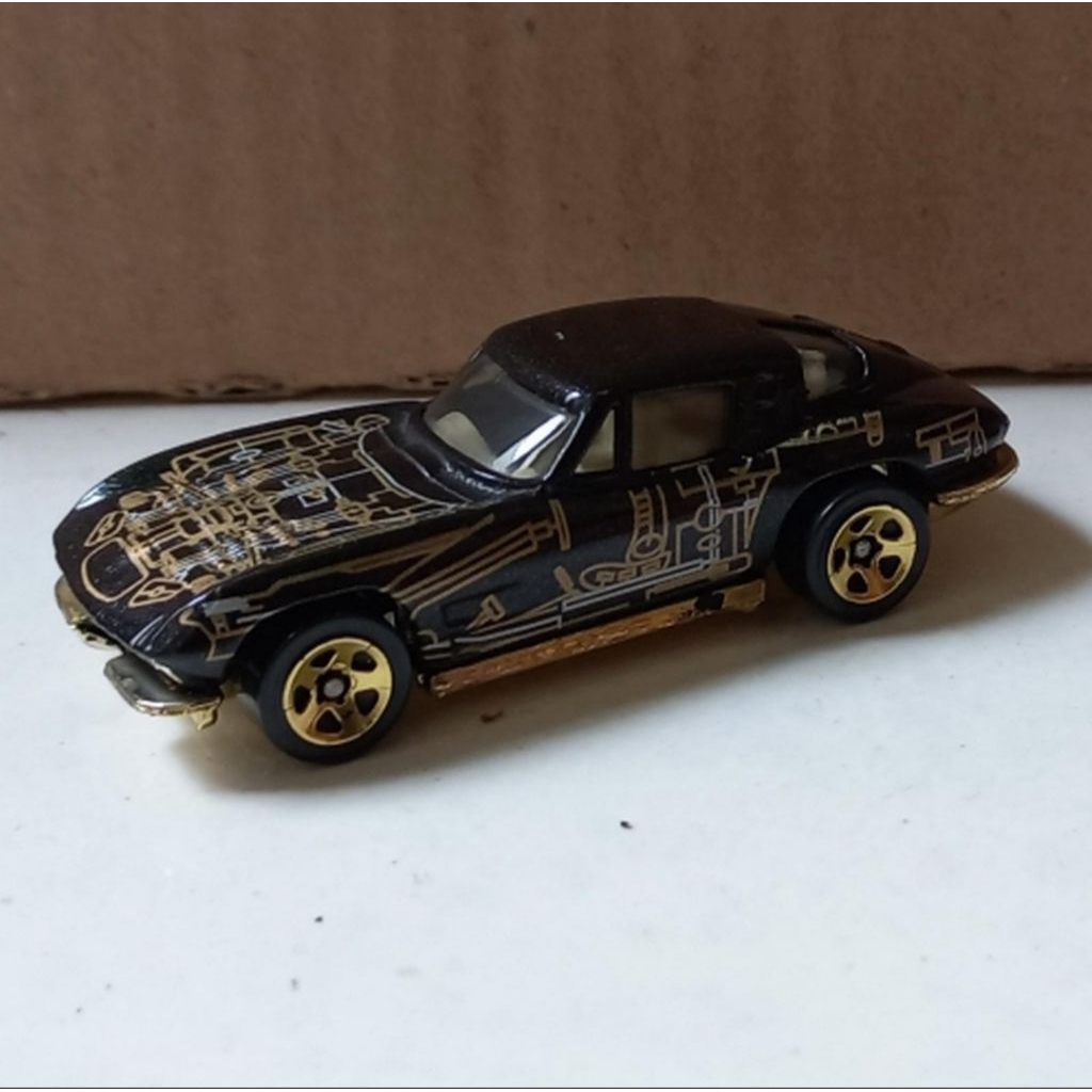 hot wheels chevy corvette stingray 63 vette black loose diecast 1/64 (t)